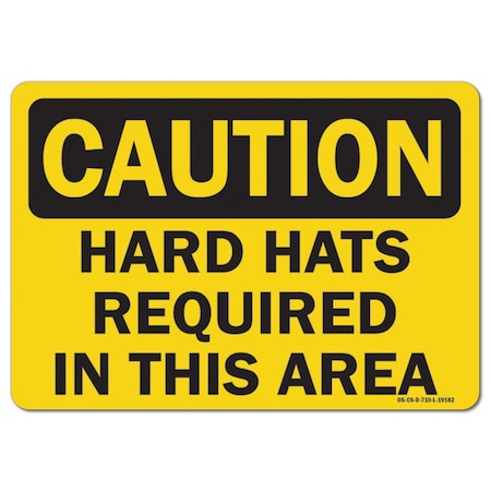 OSHA Caution Decal, Hard Hats Required In This Area, 5in X 3.5in Decal